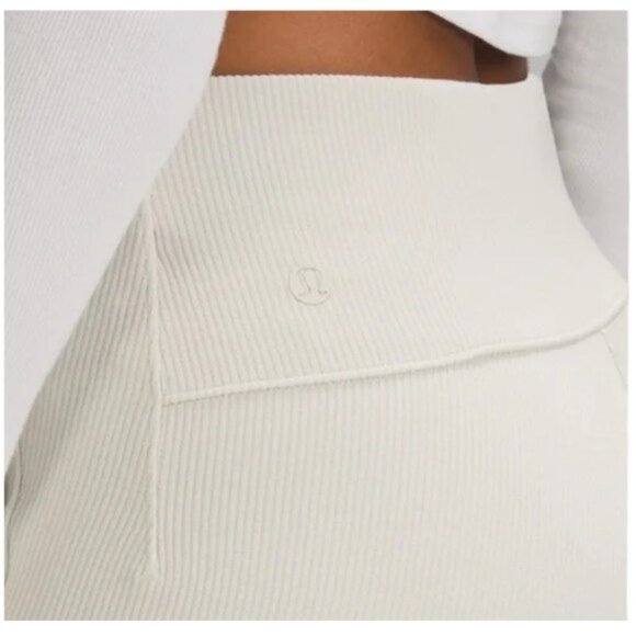 Lululemon Ribbed Softstreme Zip Flare Pants Bone Soft Knit High Rise Size 4 - Picture 4 of 13